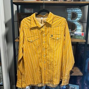 Women’s Cinch Pearl Snap - Yellow and White Strip